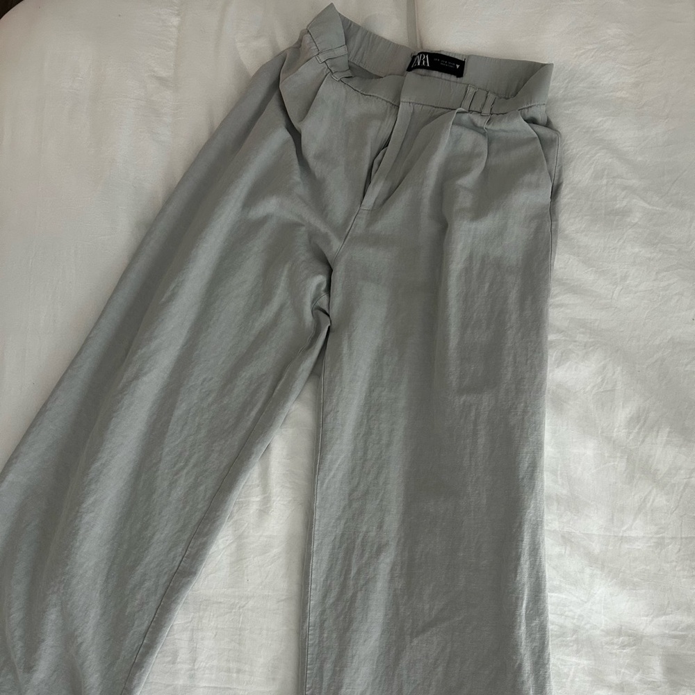 Zara Light Gray Wide-Leg Trousers